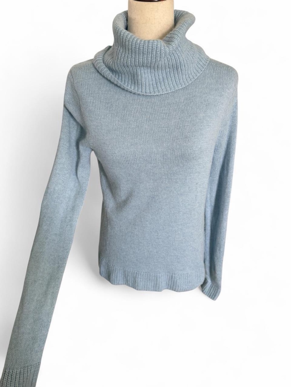 J Crew Merino Wool Blend Sweater Small Icy Sky Blue High Neck Turtleneck Preppy